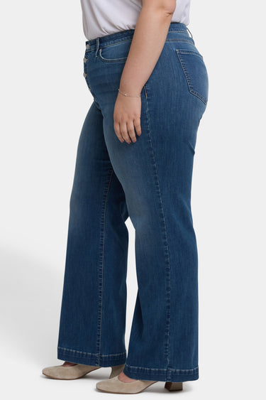NYDJ Teresa Wide Leg Jeans In Plus Size In Cool Embrace® Denim With Exposed Button Fly - Costa Brava