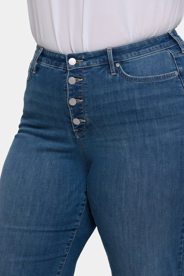 NYDJ Teresa Wide Leg Jeans In Plus Size In Cool Embrace® Denim With Exposed Button Fly - Costa Brava