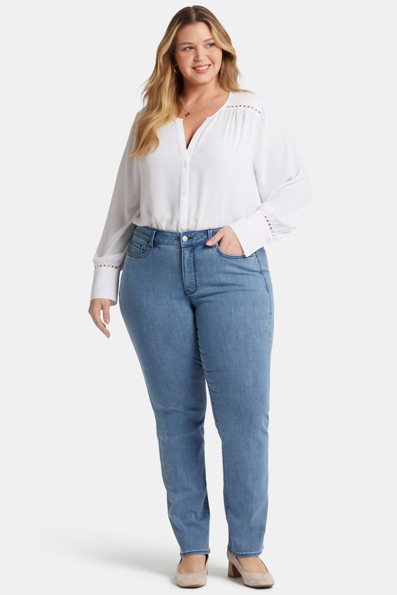 NYDJ Marilyn Straight Jeans In Plus Size In Cool Embrace® Denim - Del Ray