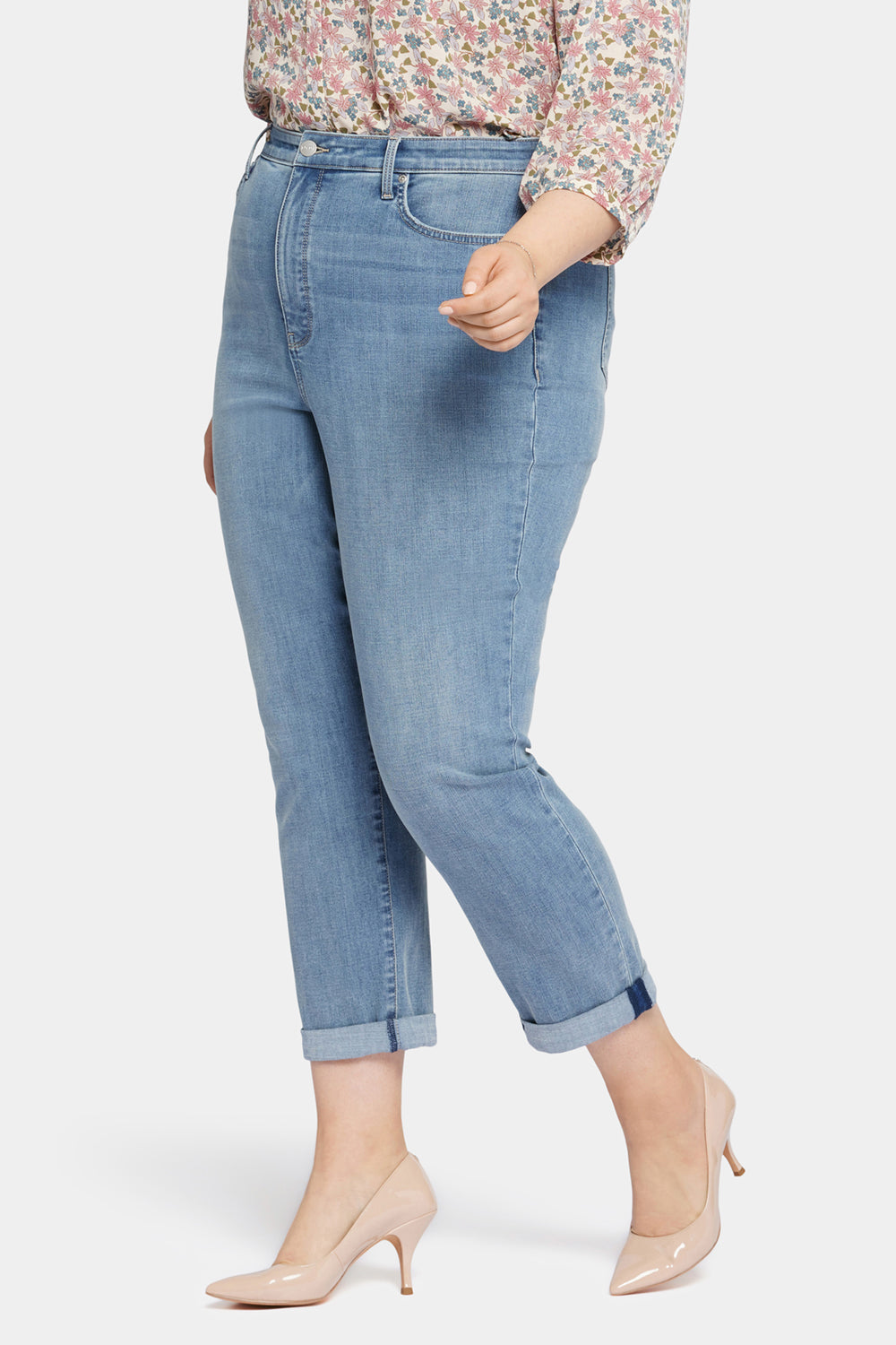 NYDJ Margot Girlfriend Jeans In Plus Size With Roll Cuffs - Angel