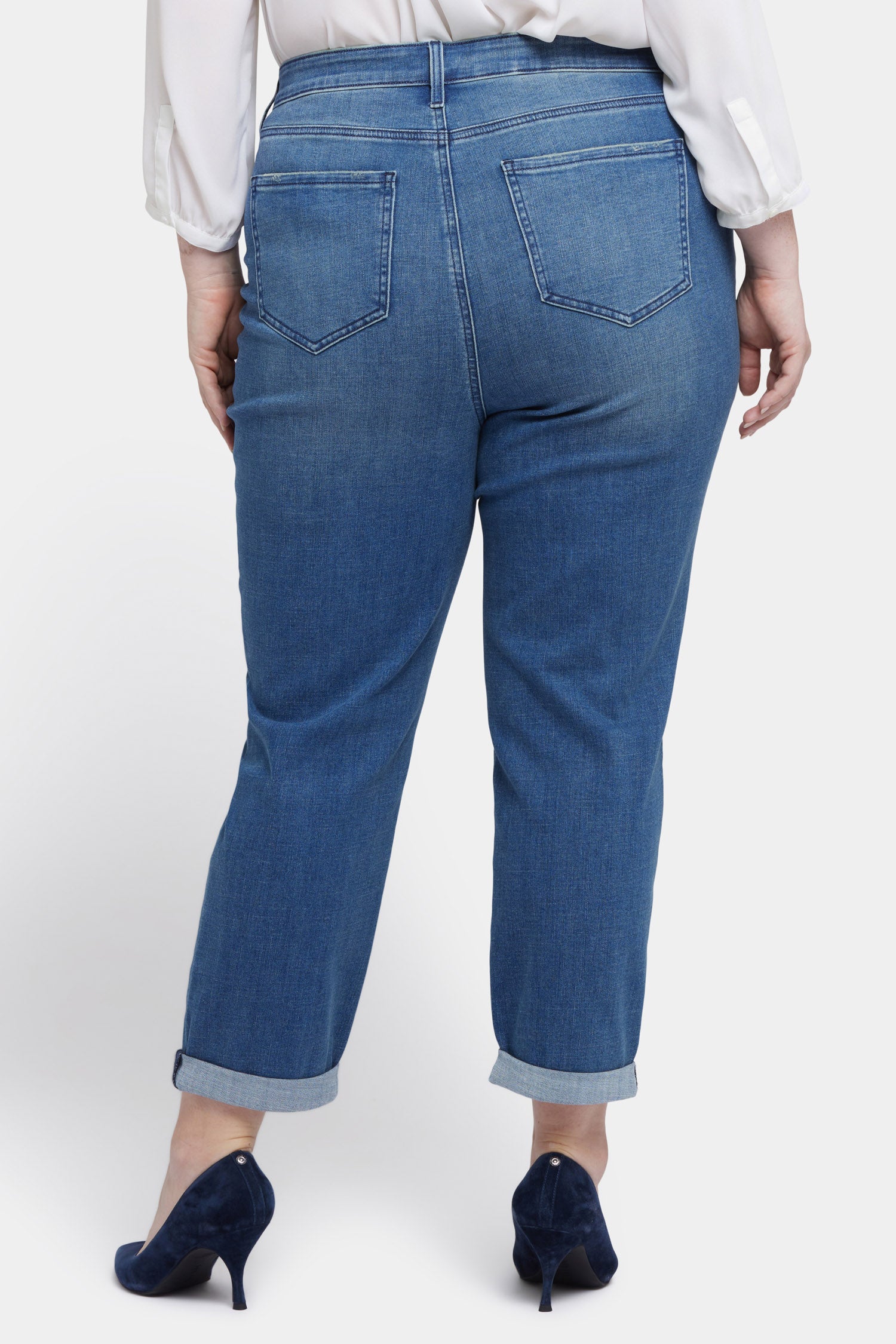 NYDJ Margot Girlfriend Jeans In Plus Size With Roll Cuffs - Cascade Wave