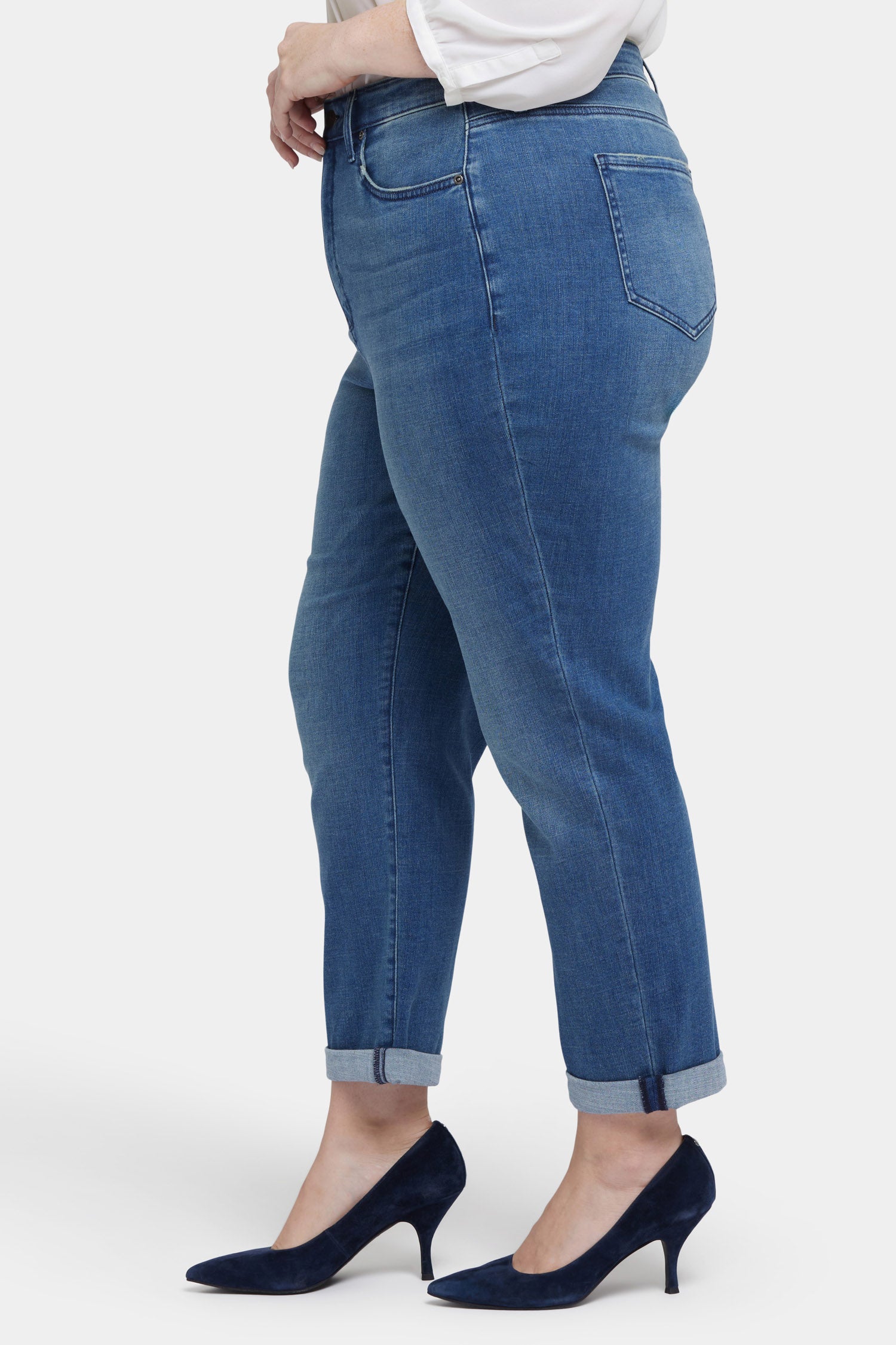NYDJ Margot Girlfriend Jeans In Plus Size With Roll Cuffs - Cascade Wave