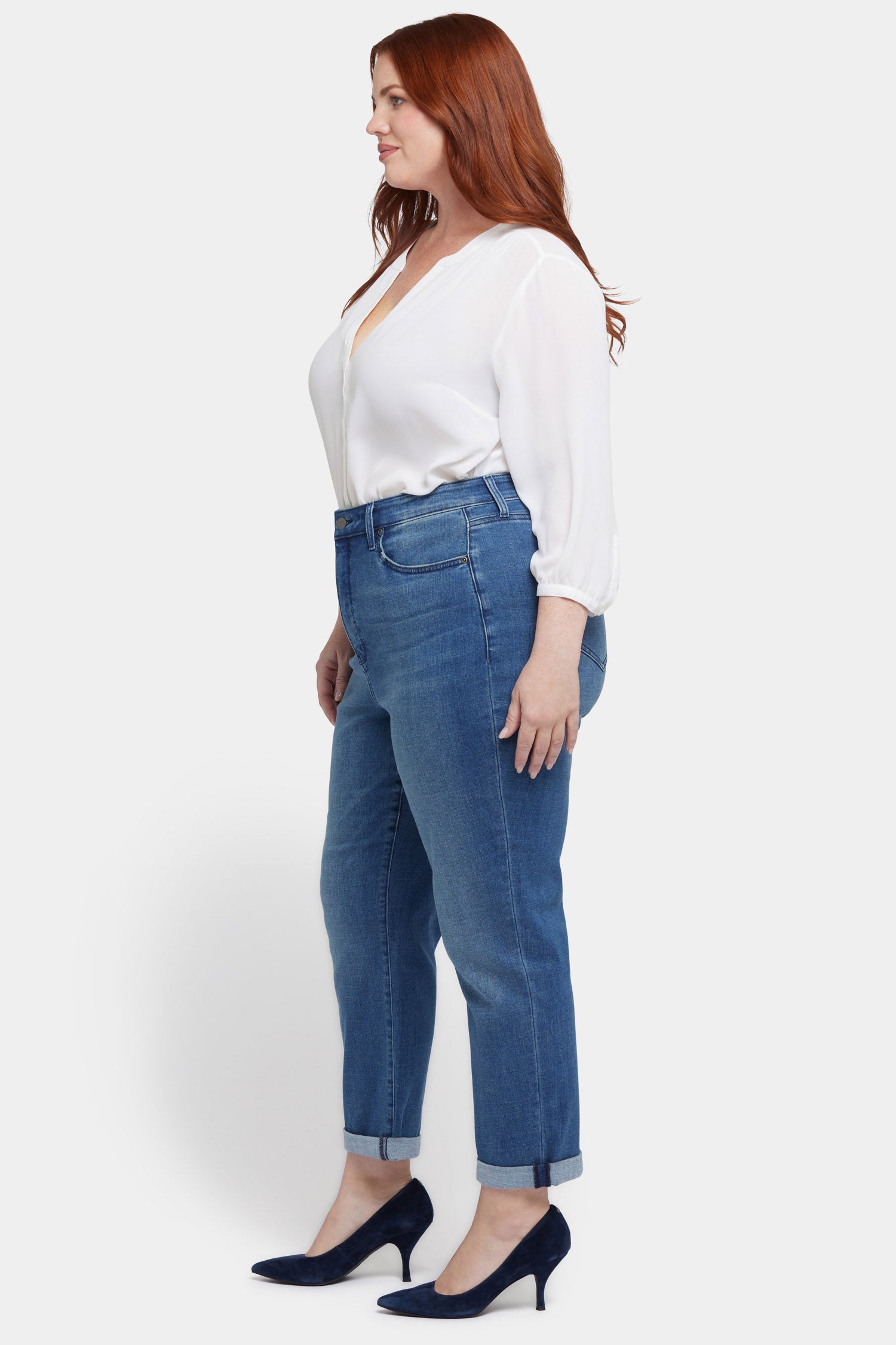 NYDJ Margot Girlfriend Jeans In Plus Size With Roll Cuffs - Cascade Wave