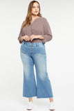 NYDJ Patchie Wide Leg Ankle Jeans In Plus Size With Frayed Hems - Clean Brookes