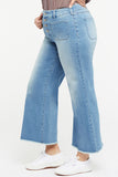 NYDJ Patchie Wide Leg Ankle Jeans In Plus Size With Frayed Hems - Clean Brookes