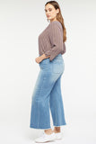 NYDJ Patchie Wide Leg Ankle Jeans In Plus Size With Frayed Hems - Clean Brookes