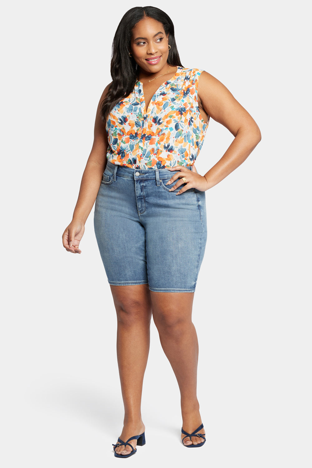 NYDJ Briella 11 Inch Denim Shorts In Plus Size  - Romance