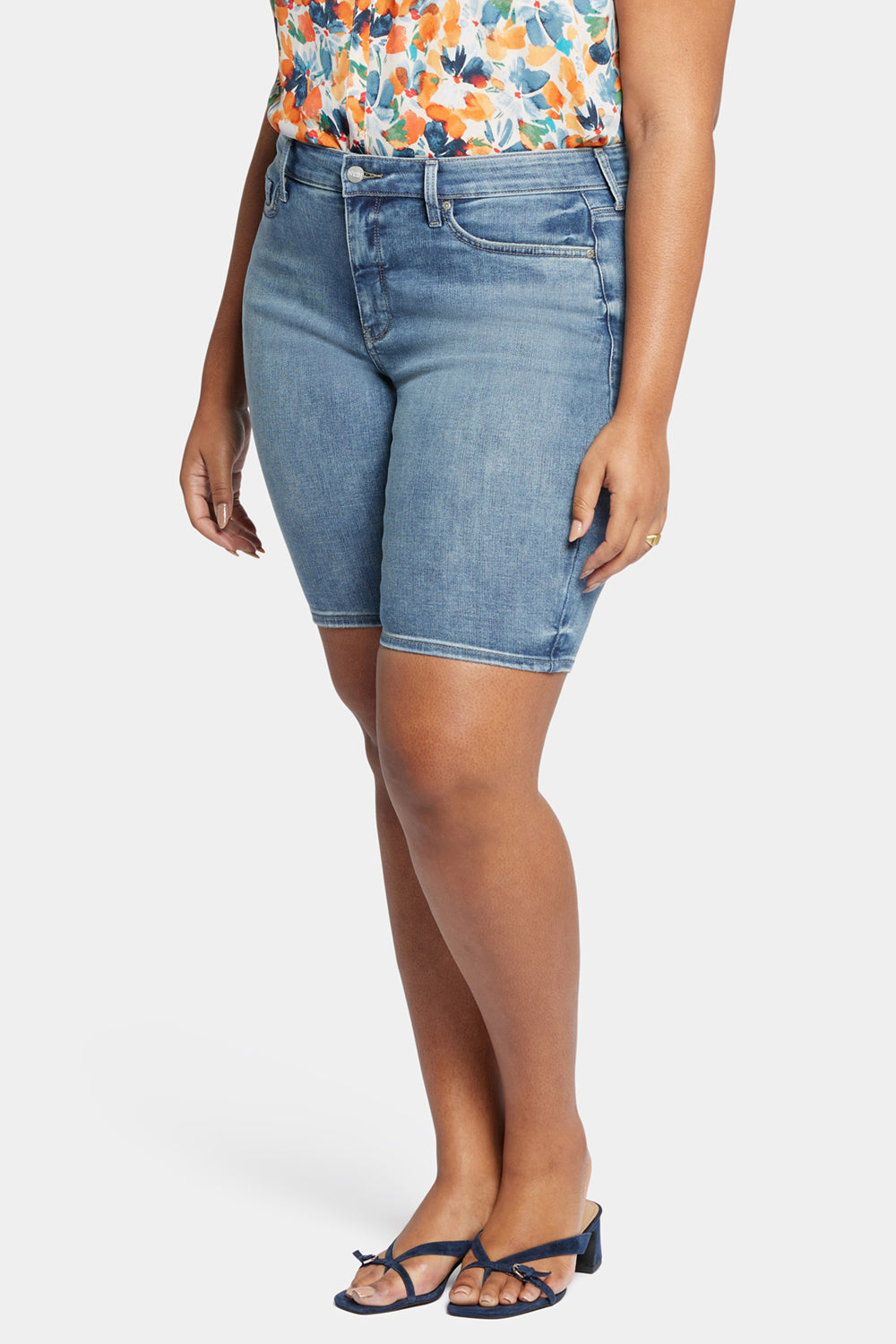 NYDJ Briella 11 Inch Denim Shorts In Plus Size  - Romance