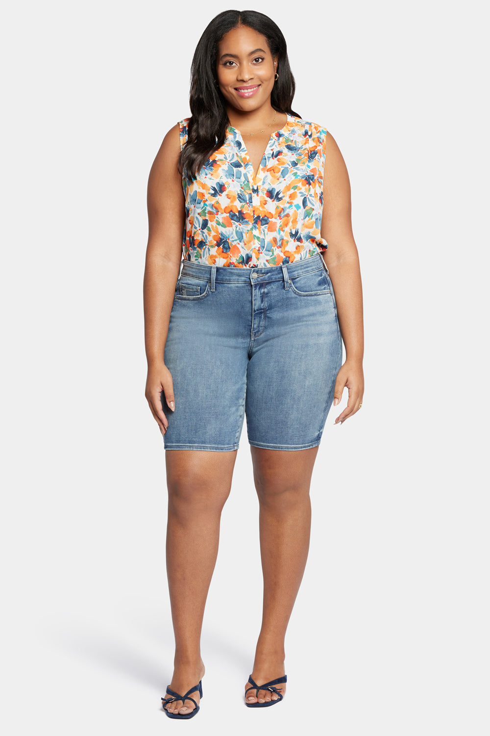 NYDJ Briella 11 Inch Denim Shorts In Plus Size  - Romance