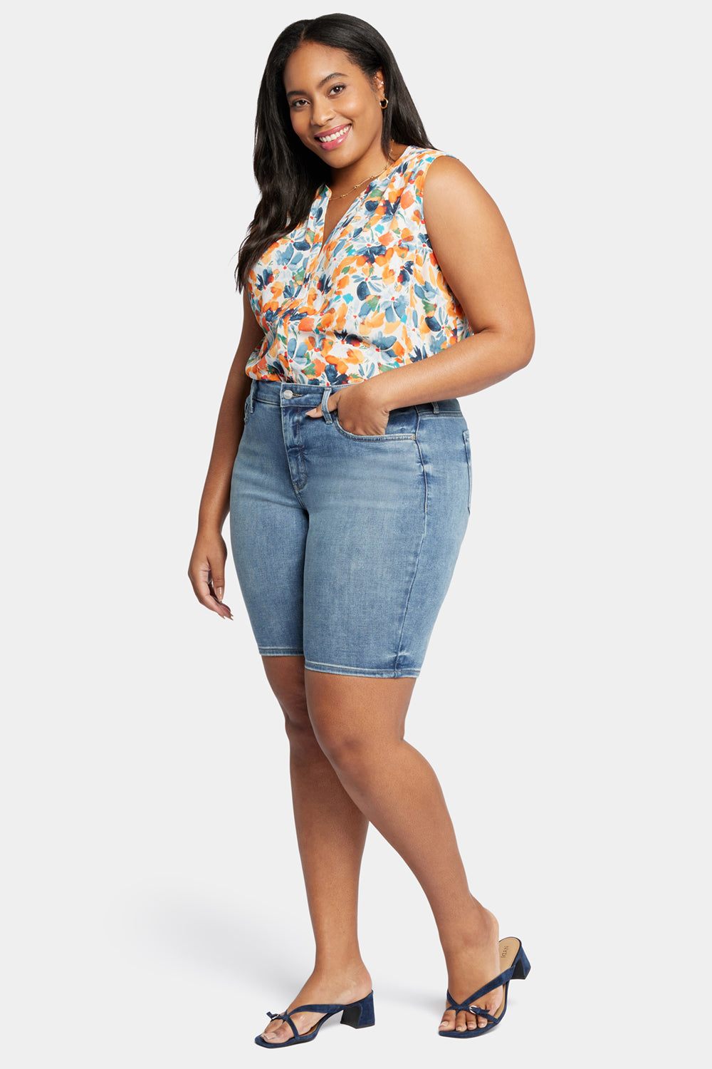 NYDJ Briella 11 Inch Denim Shorts In Plus Size  - Romance