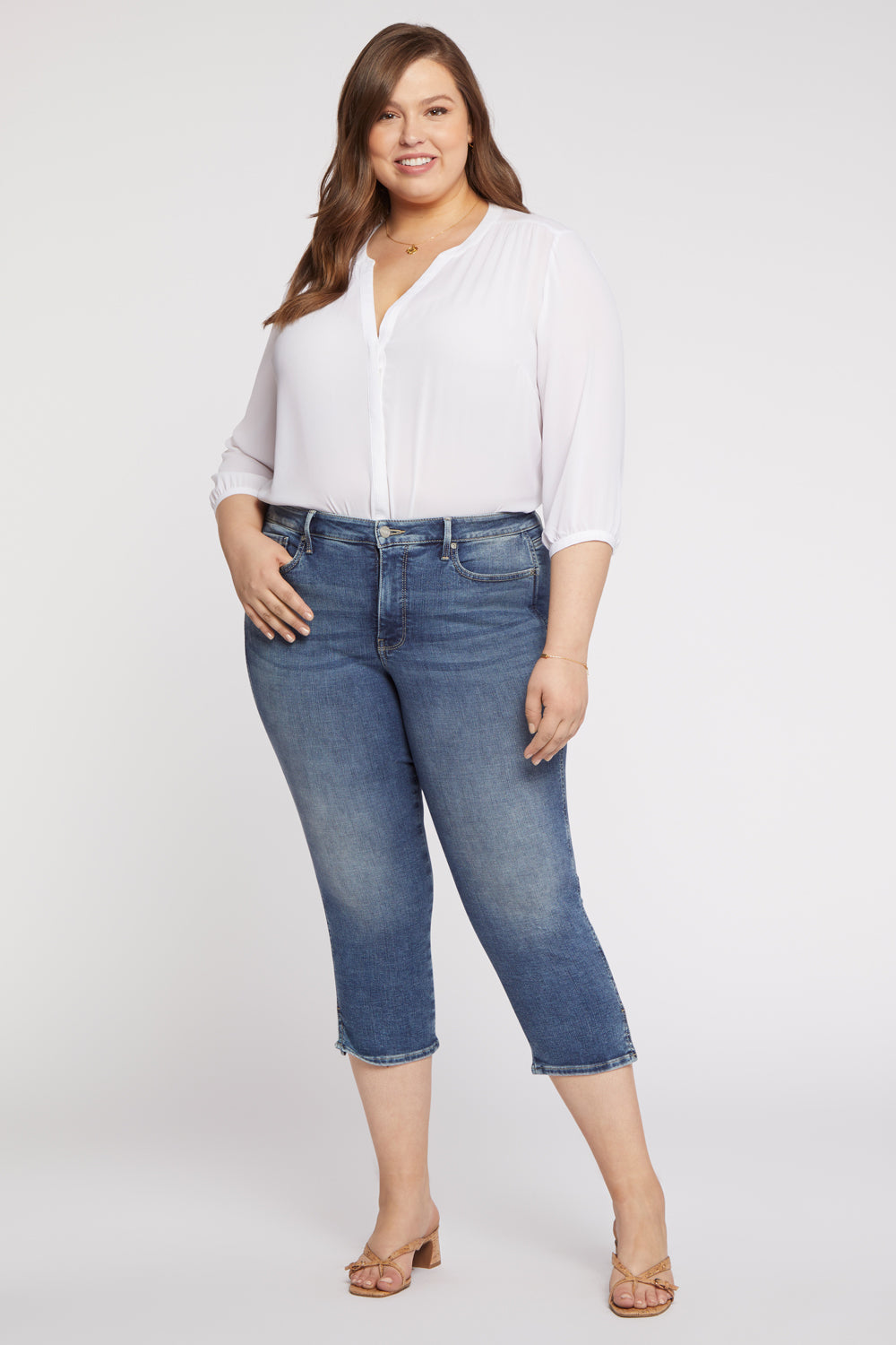 NYDJ Chloe Capri Jeans In Plus Size With Side Slits - Loire