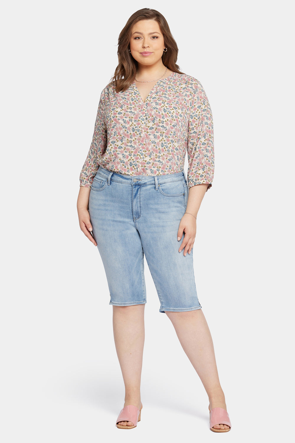 NYDJ Bike Capri Jeans In Plus Size With Riveted Side Slits - Afterglow