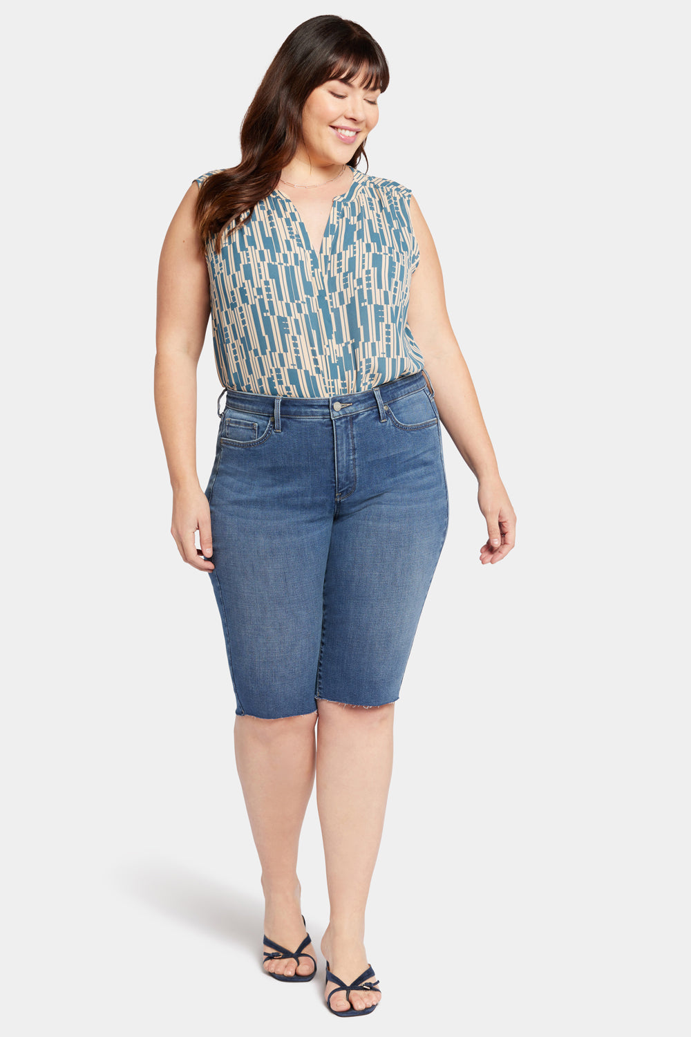 NYDJ Bike Capri Jeans In Plus Size With Raw Hems - Awakening