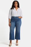 NYDJ Teresa Wide Leg Ankle Jeans In Plus Size With High Rise And Frayed Hems - Mission Blue
