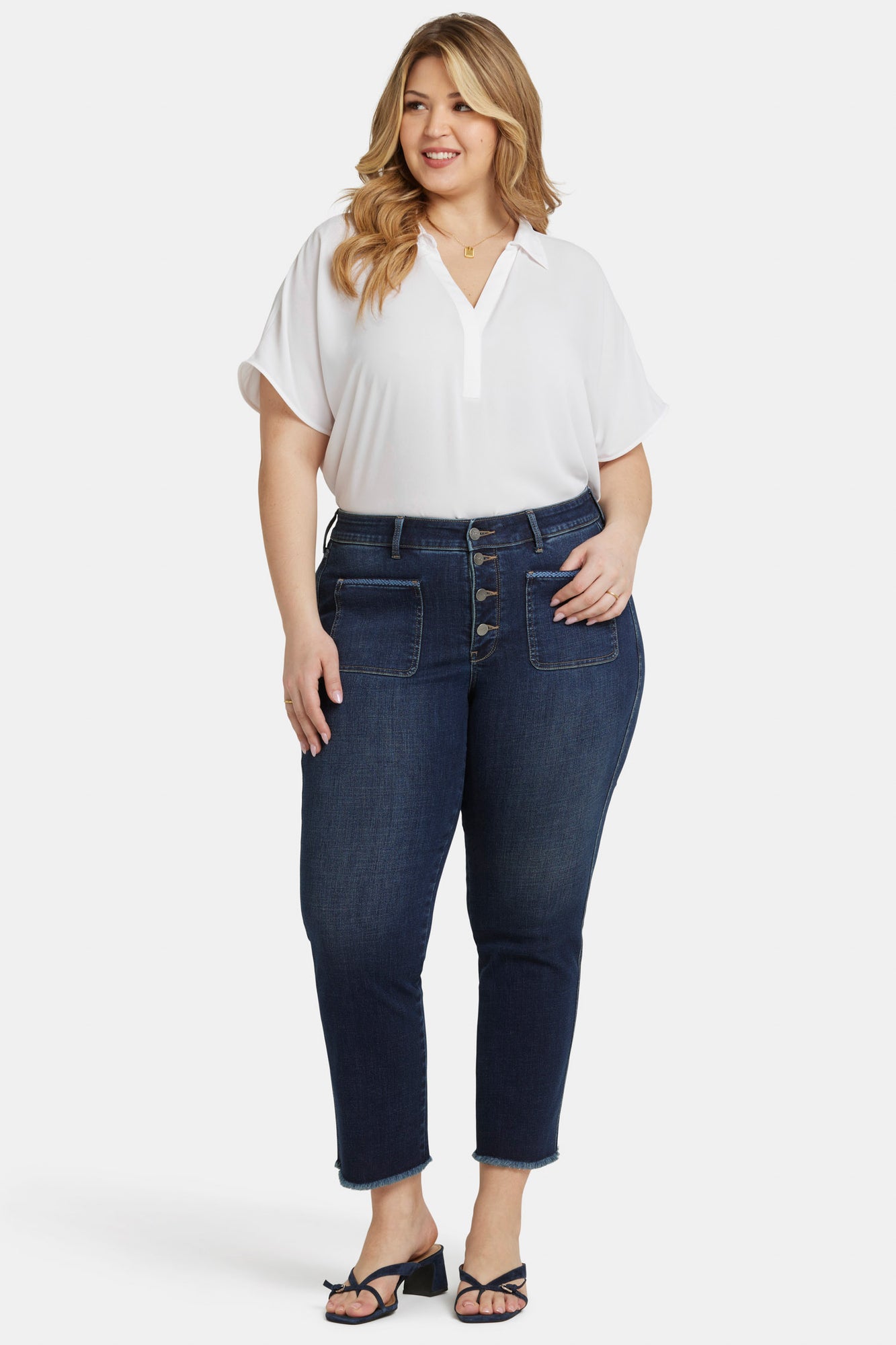 NYDJ Marilyn Straight Ankle Jeans In Plus Size  - Lotus Gardens