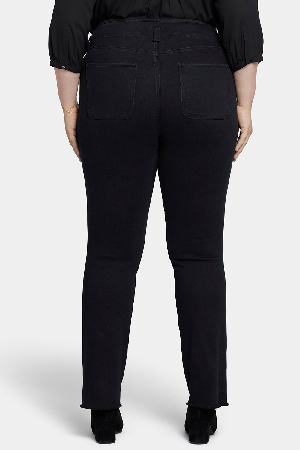 NYDJ Marilyn Straight Jeans In Plus Size With High Rise And Frayed Hems - Huntley