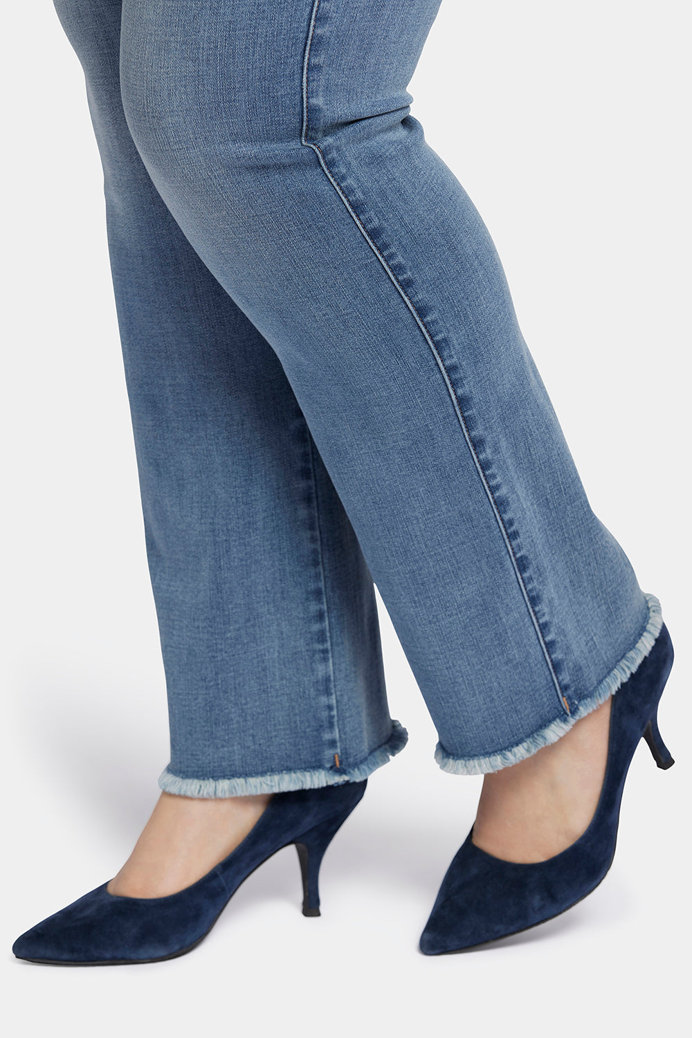 NYDJ Marilyn Straight Jeans In Plus Size With High Rise And Frayed Hems - Paddington