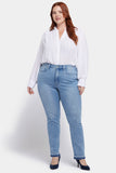 NYDJ Marilyn Straight Jeans In Plus Size With High Rise And 4" Side Slits - Big Skies