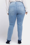 NYDJ Marilyn Straight Jeans In Plus Size With High Rise And 4" Side Slits - Big Skies