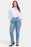 NYDJ Marilyn Straight Jeans In Plus Size With High Rise And 4" Side Slits - Big Skies