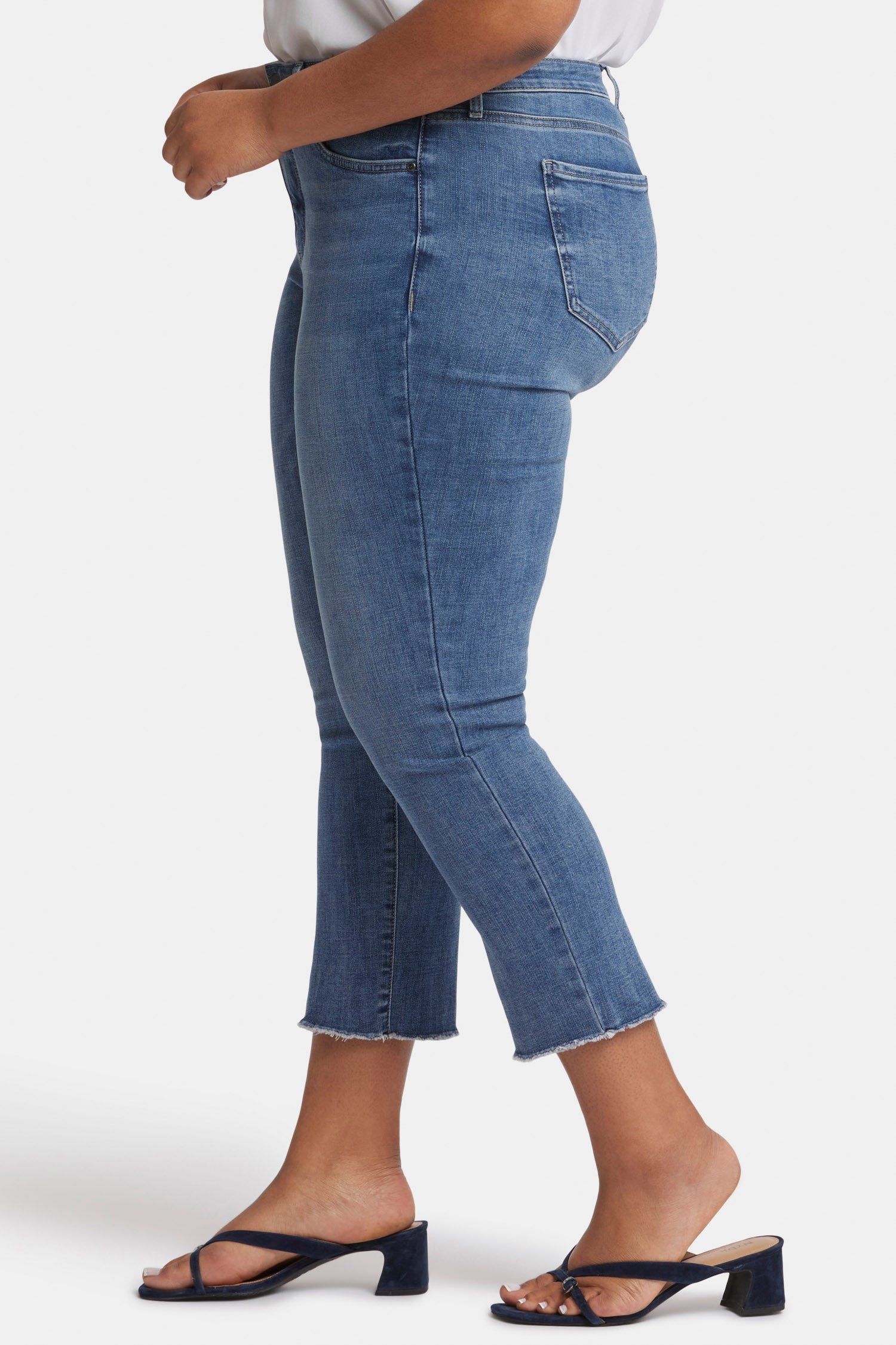 NYDJ Sheri Slim Ankle Jeans In Plus Size With Frayed Hems - Rockie
