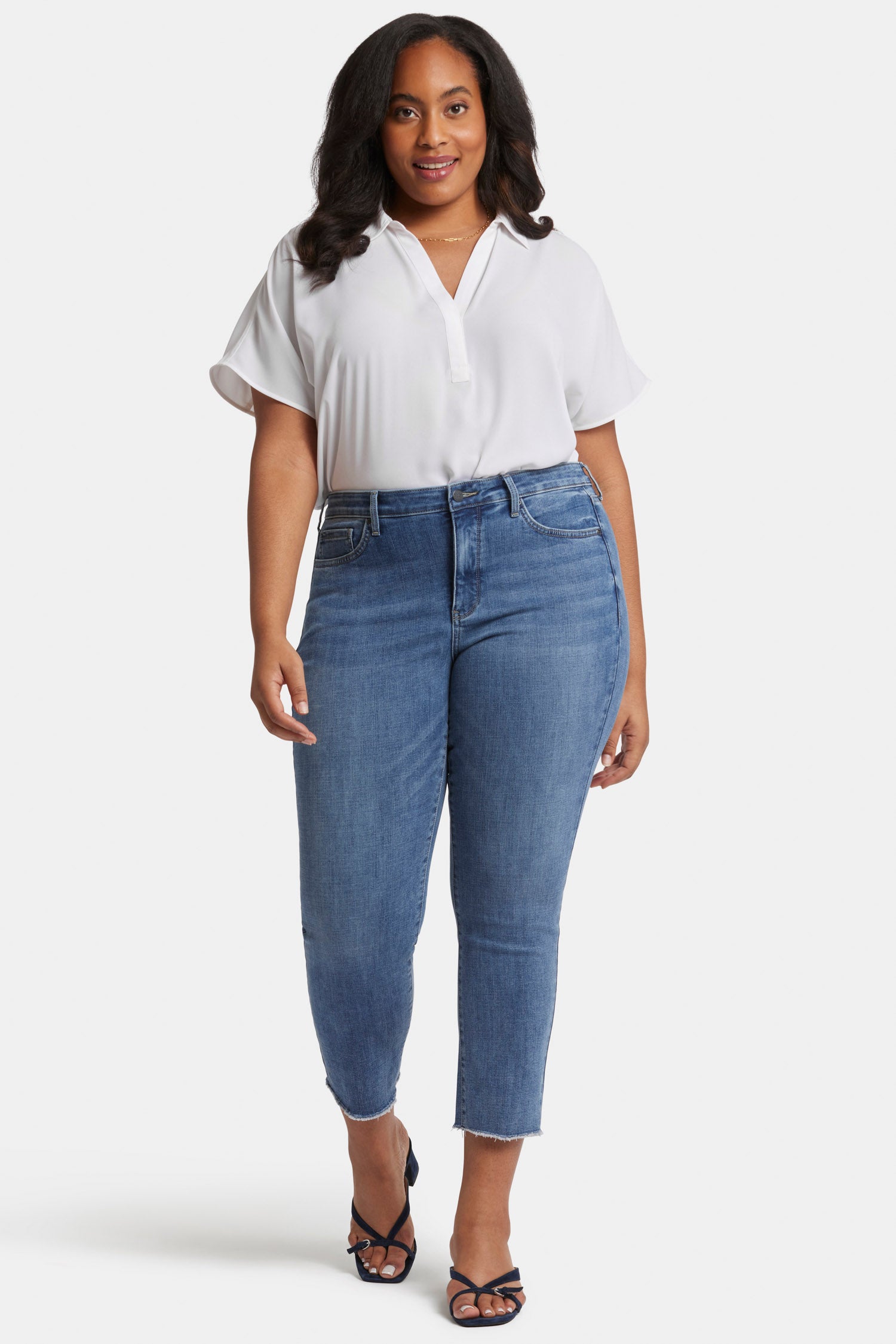 NYDJ Sheri Slim Ankle Jeans In Plus Size With Frayed Hems - Rockie
