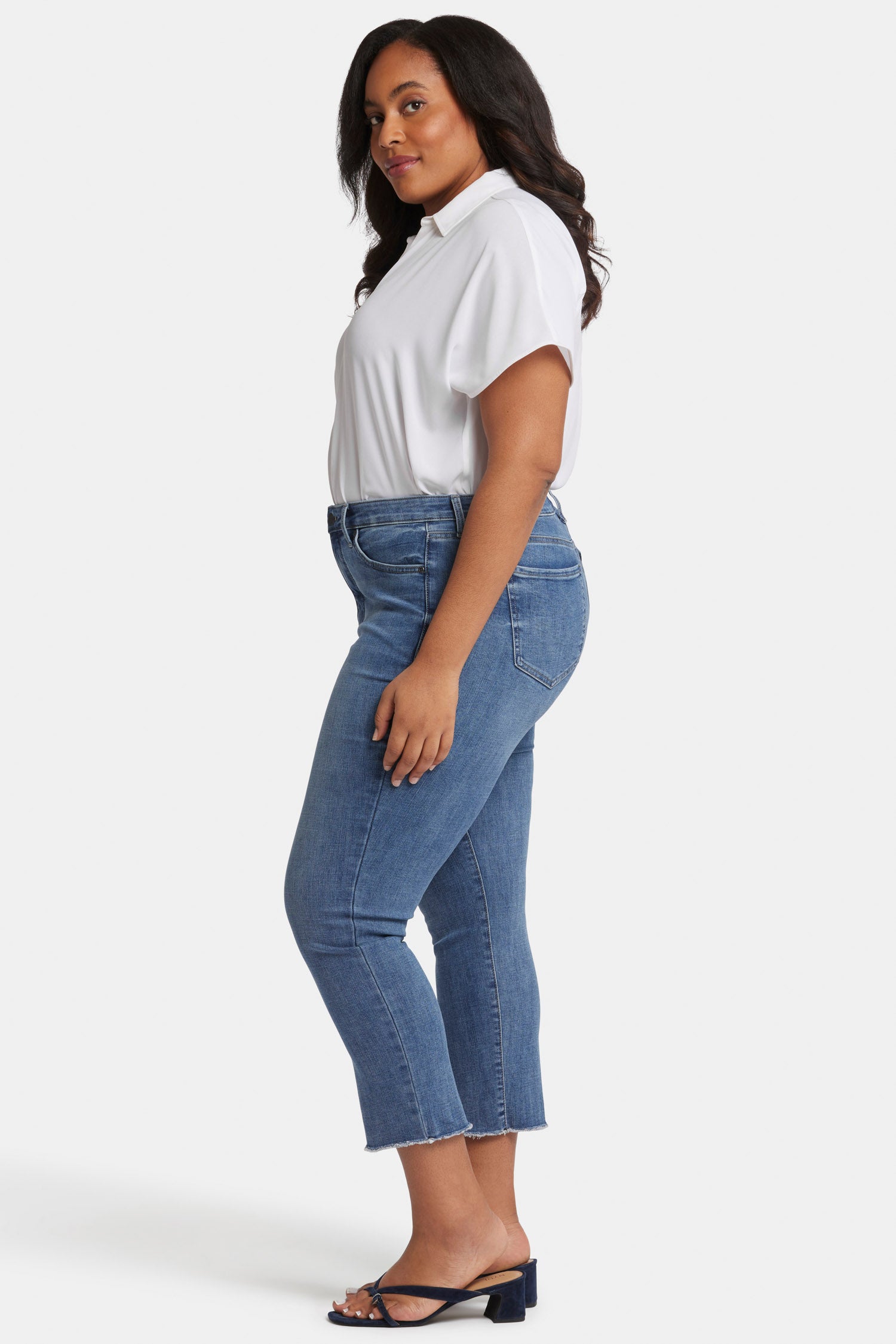 NYDJ Sheri Slim Ankle Jeans In Plus Size With Frayed Hems - Rockie