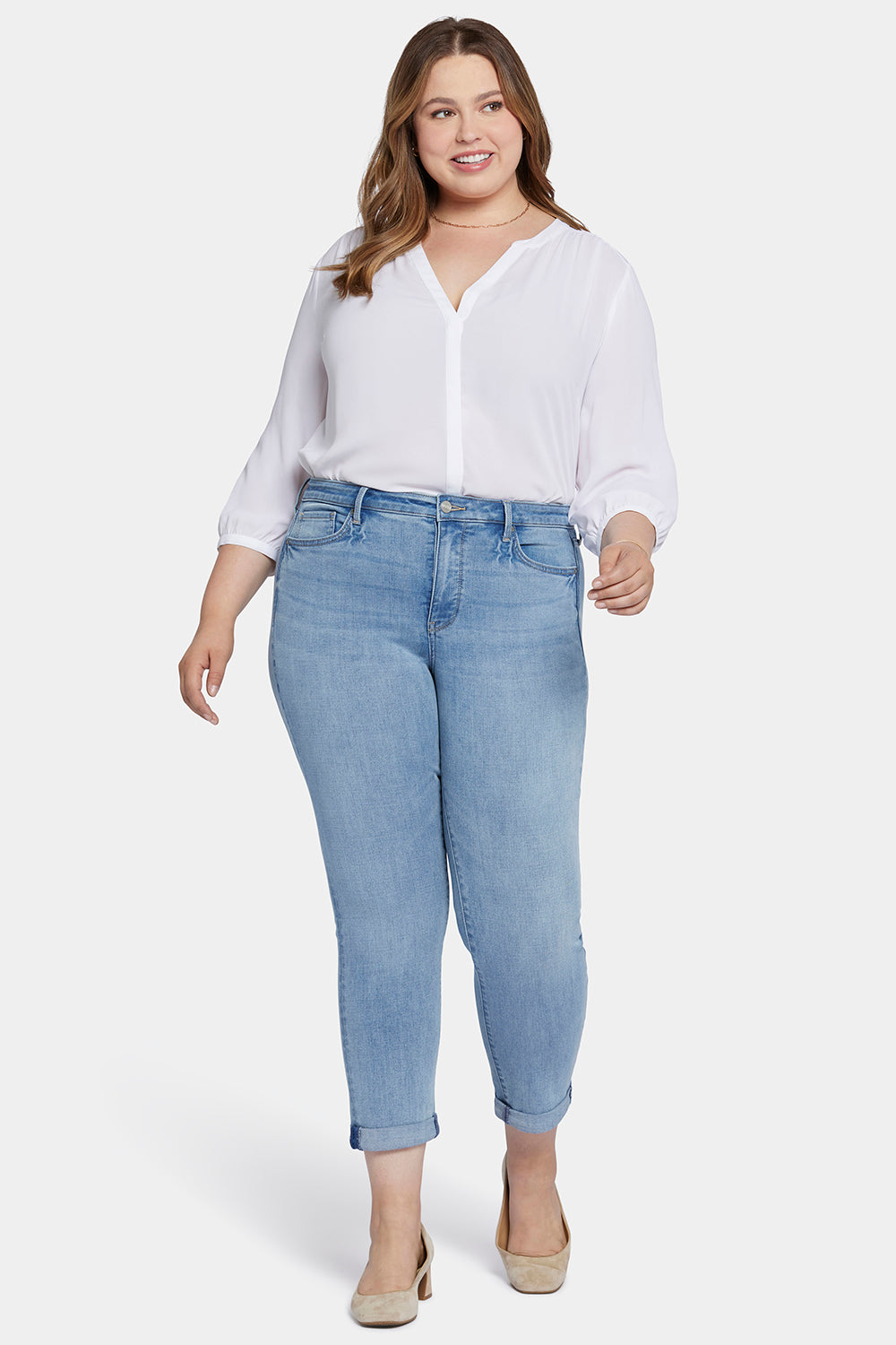Sheri Slim Ankle Jeans In Plus Size With Roll Cuffs