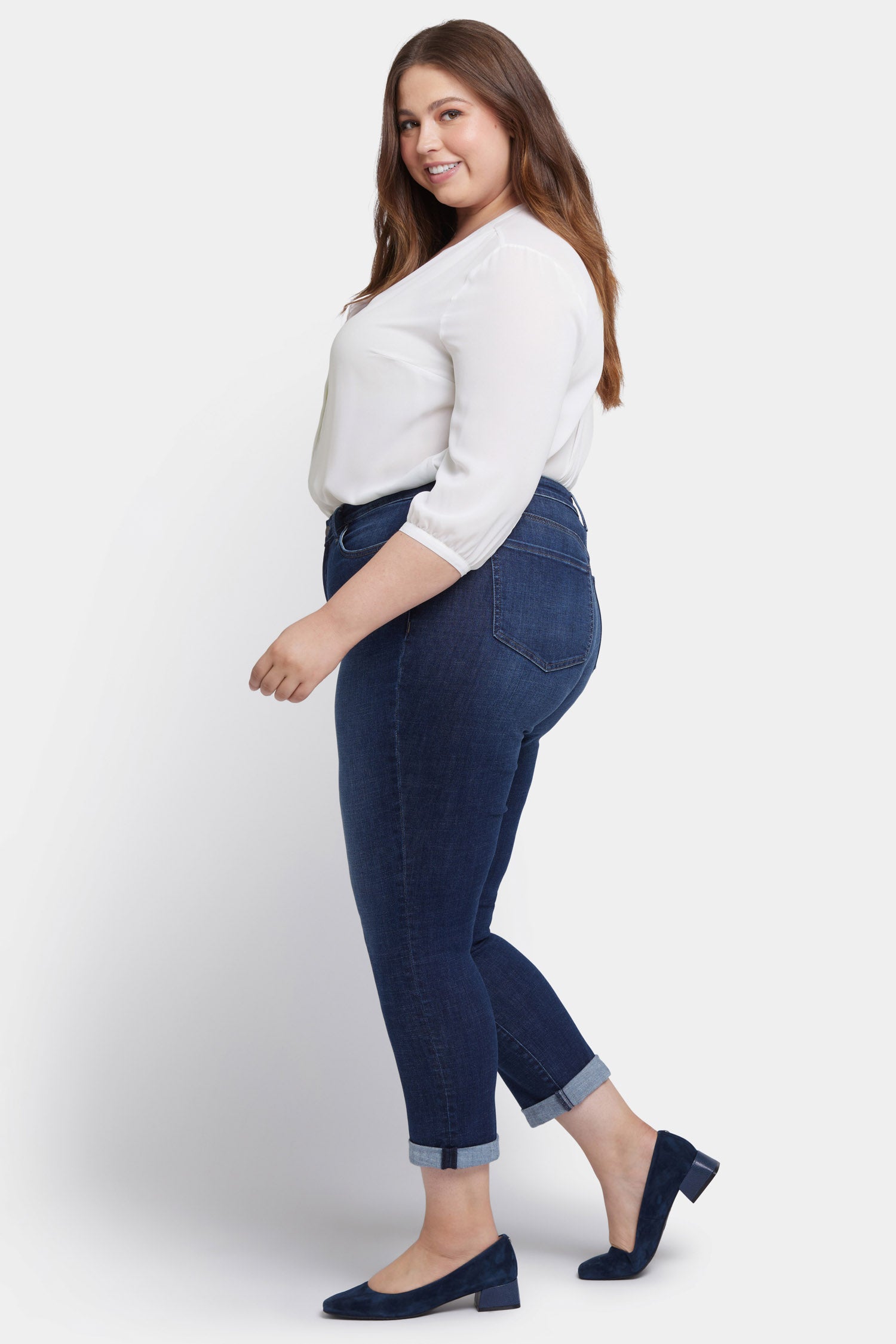 Sheri Slim Ankle Jeans In Plus Size With Roll Cuffs - Wellspring