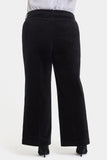 NYDJ Teresa Wide Leg Pants In Plus Size In Fine Wale Stretch Corduroy With 1 1/2" Hems And 31" Inseam - Black