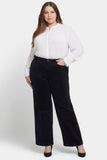 NYDJ Teresa Wide Leg Pants In Plus Size In Fine Wale Stretch Corduroy With 1 1/2" Hems - Black