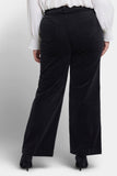 NYDJ Teresa Wide Leg Pants In Plus Size In Fine Wale Stretch Corduroy With 1 1/2" Hems - Black