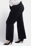 NYDJ Teresa Wide Leg Pants In Plus Size In Fine Wale Stretch Corduroy With 1 1/2" Hems - Black