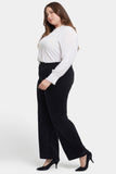 NYDJ Teresa Wide Leg Pants In Plus Size In Fine Wale Stretch Corduroy With 1 1/2" Hems - Black