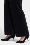 NYDJ Teresa Wide Leg Pants In Plus Size In Fine Wale Stretch Corduroy With 1 1/2" Hems - Black