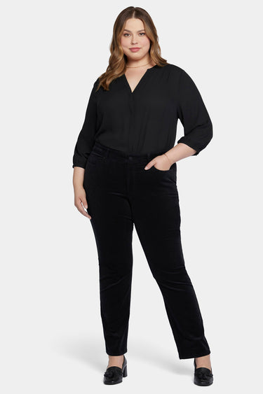 NYDJ Marilyn Straight Pants In Plus Size In Fine Wale Stretch Corduroy - Black