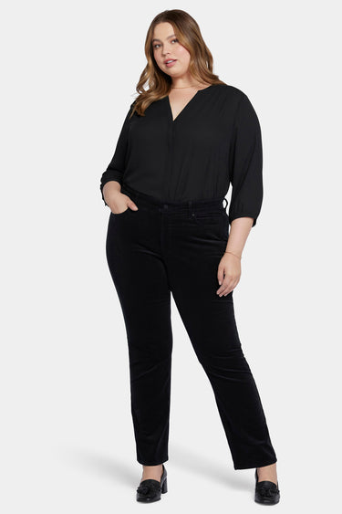 NYDJ Marilyn Straight Pants In Plus Size In Fine Wale Stretch Corduroy - Black