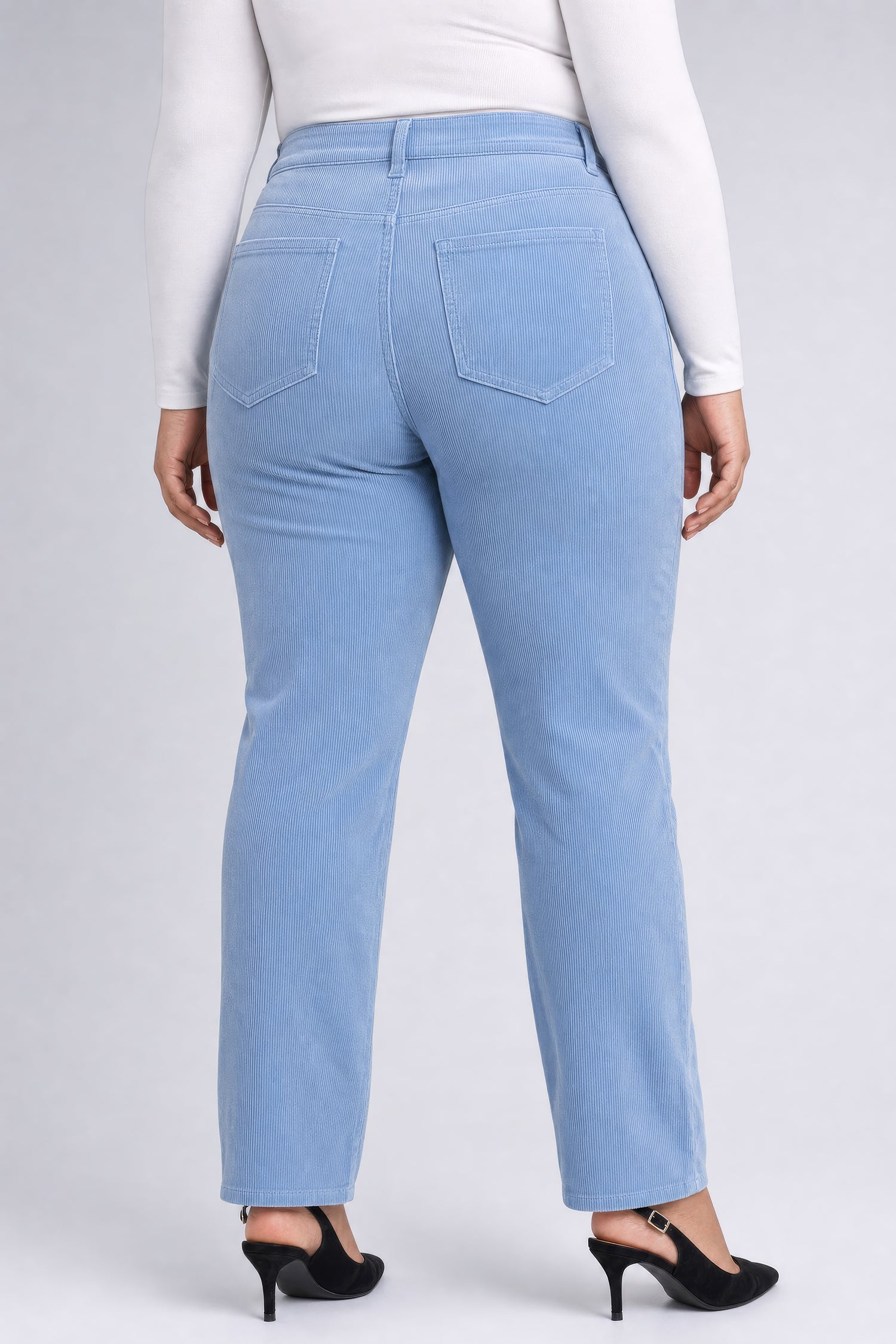 NYDJ Marilyn Straight Pants In Plus Size In Fine Wale Stretch Corduroy - Blue Breeze