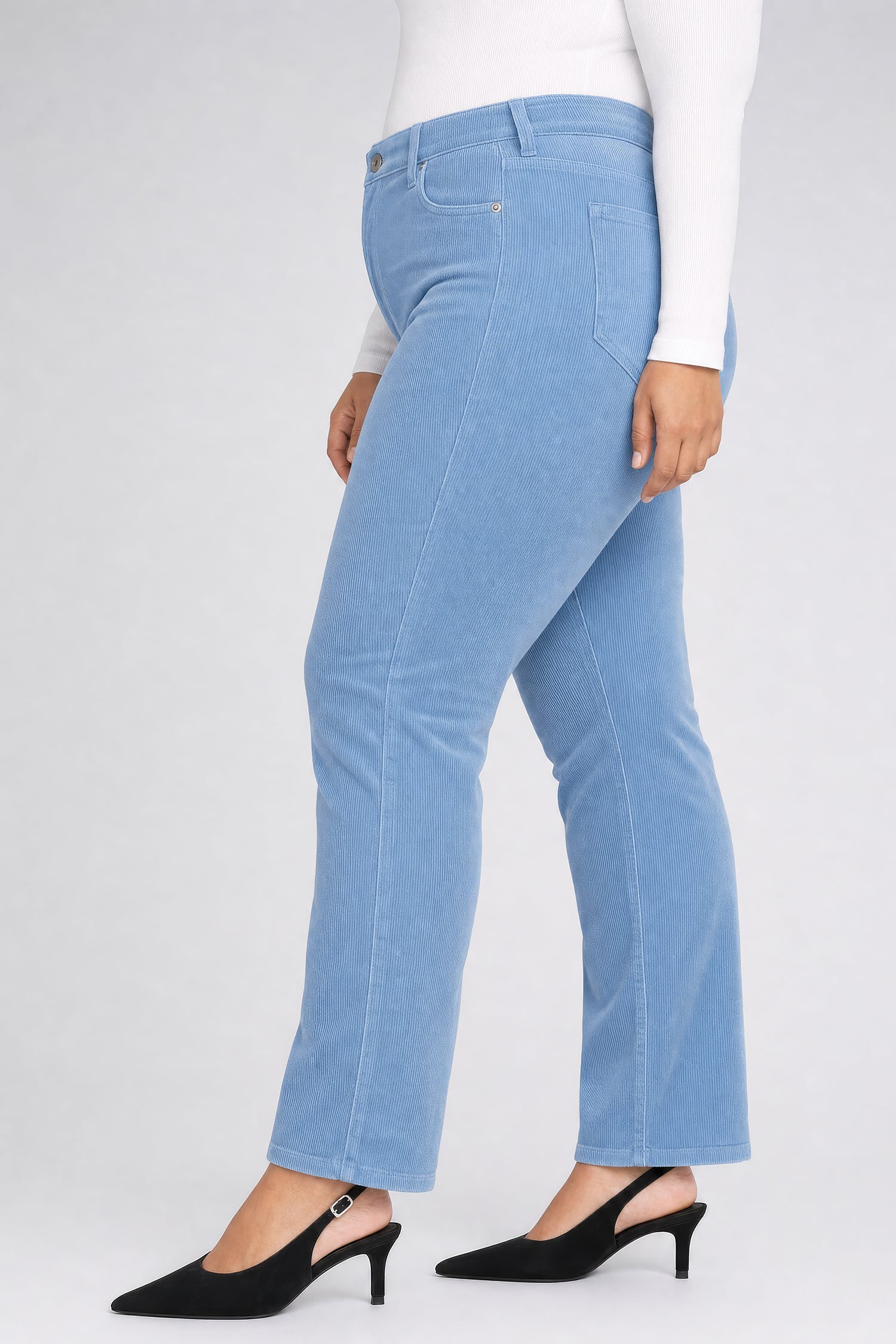 NYDJ Marilyn Straight Pants In Plus Size In Fine Wale Stretch Corduroy - Blue Breeze