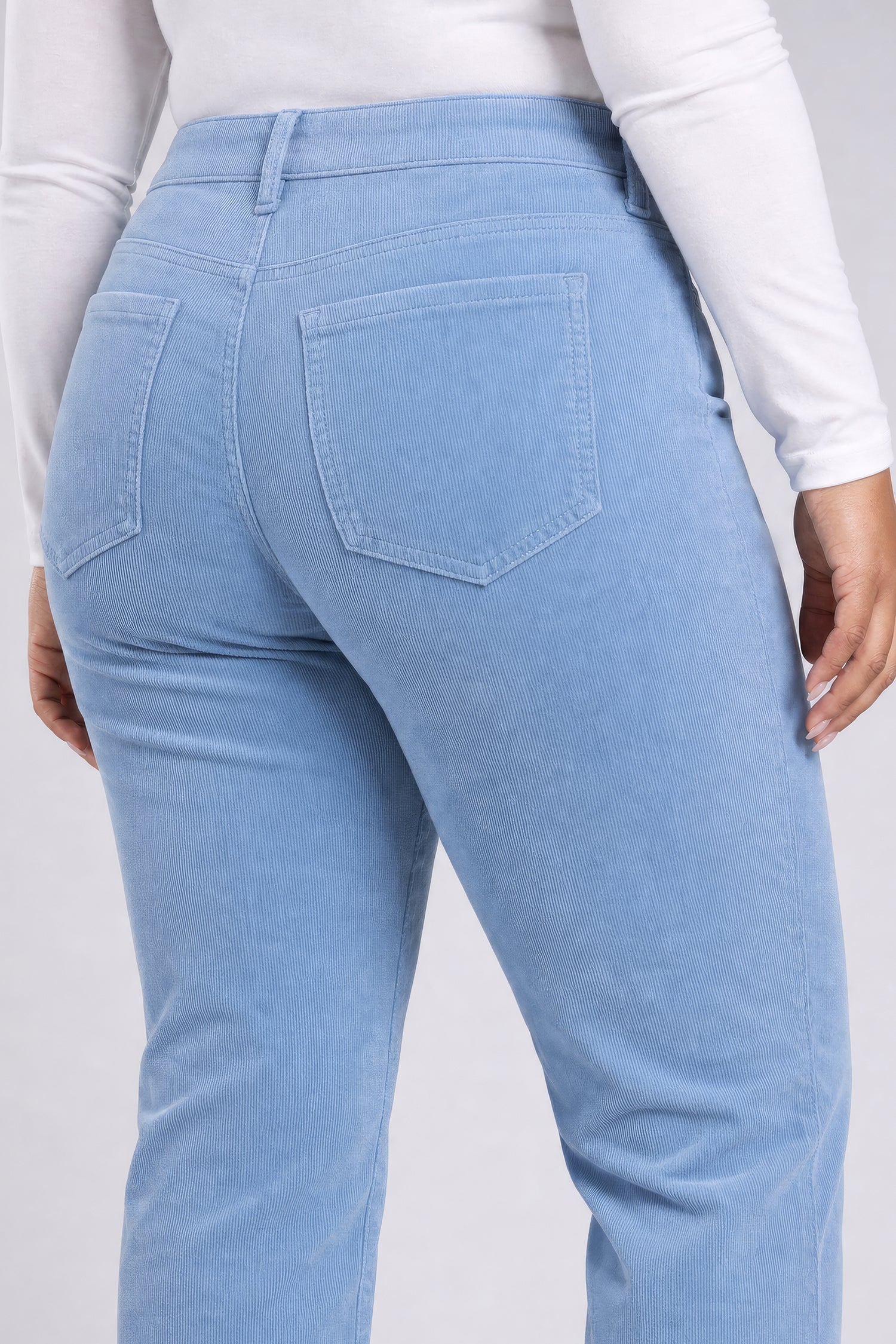NYDJ Marilyn Straight Pants In Plus Size In Fine Wale Stretch Corduroy - Blue Breeze