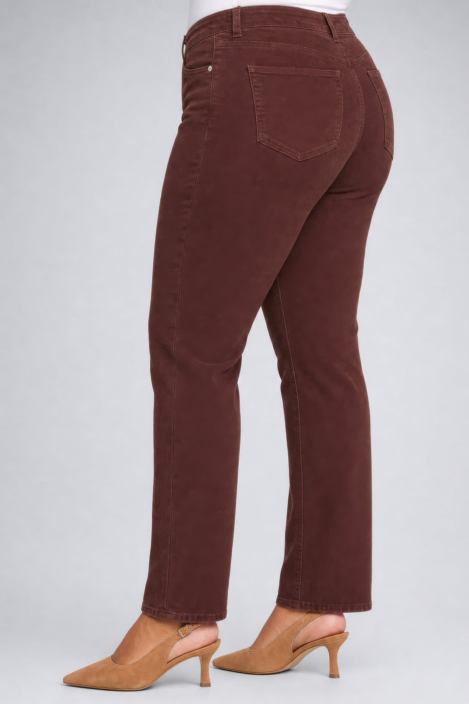 NYDJ Marilyn Straight Pants In Plus Size In Fine Wale Stretch Corduroy - Chocolate Fondant