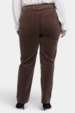 NYDJ Marilyn Straight Pants In Plus Size In Fine Wale Stretch Corduroy - Coffee Bean