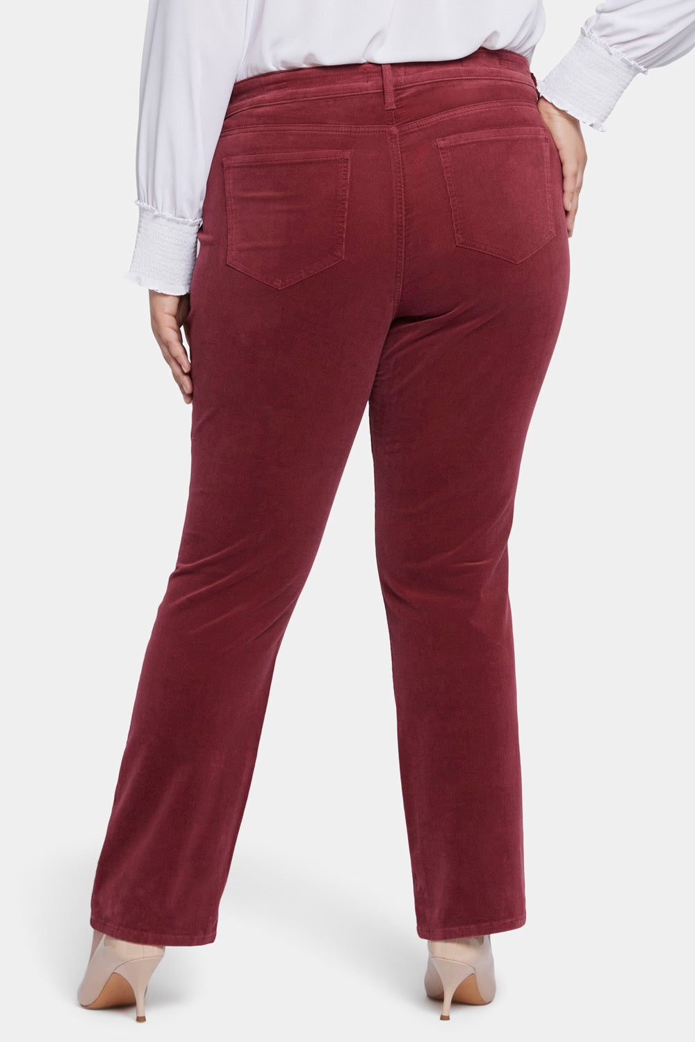 NYDJ Marilyn Straight Pants In Plus Size In Fine Wale Stretch Corduroy - Cranberry Pie