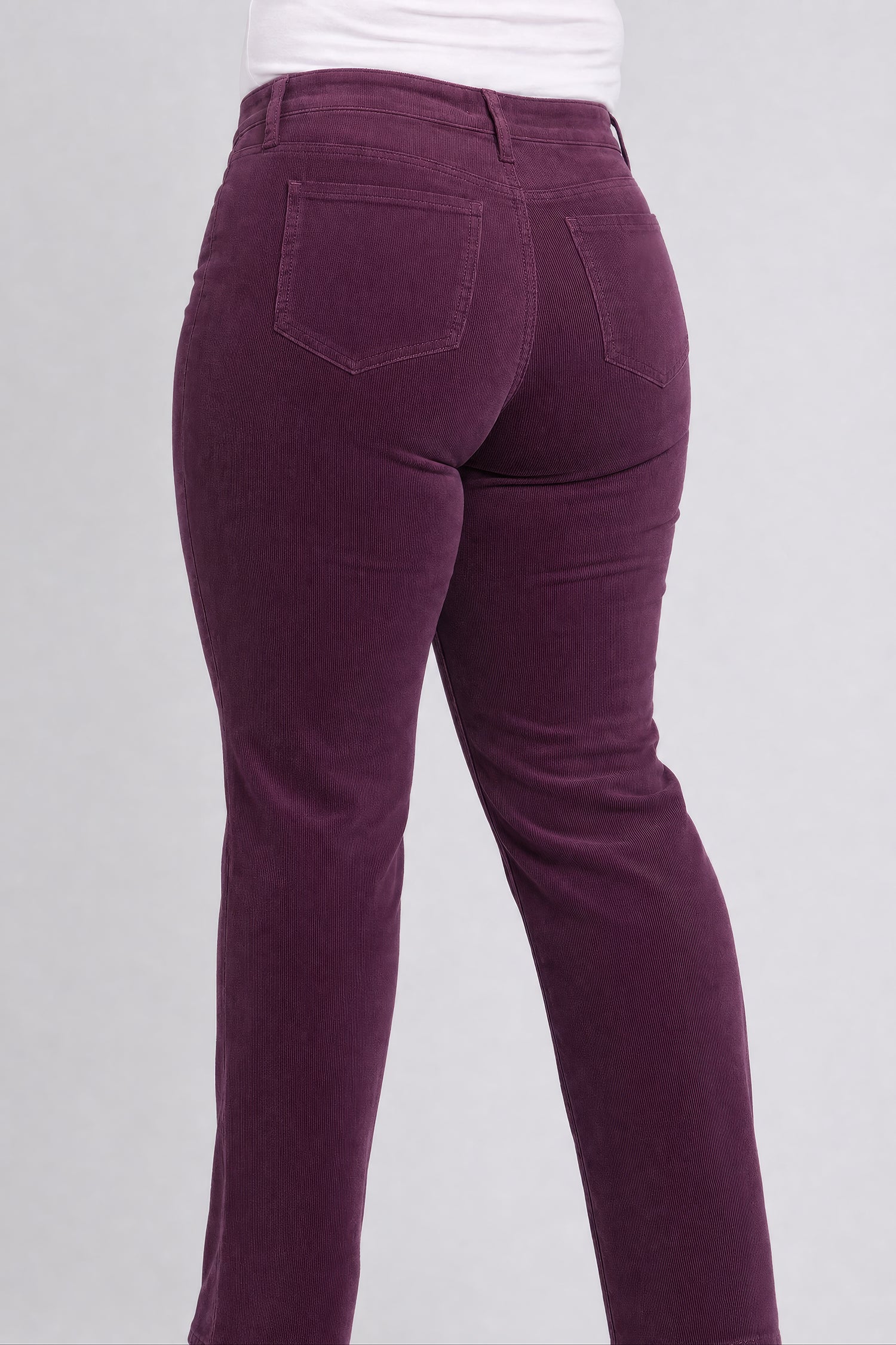 NYDJ Marilyn Straight Pants In Plus Size In Fine Wale Stretch Corduroy - Mauve Wine