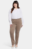 NYDJ Marilyn Straight Pants In Plus Size In Fine Wale Corduroy - Saddlewood