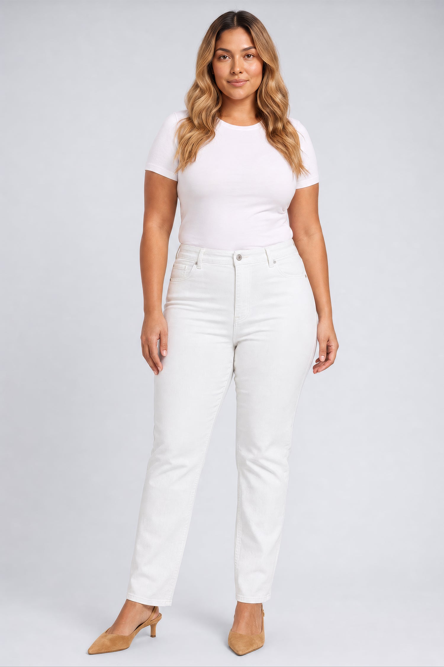 NYDJ Marilyn Straight Pants In Plus Size In Fine Wale Stretch Corduroy - Vintage White
