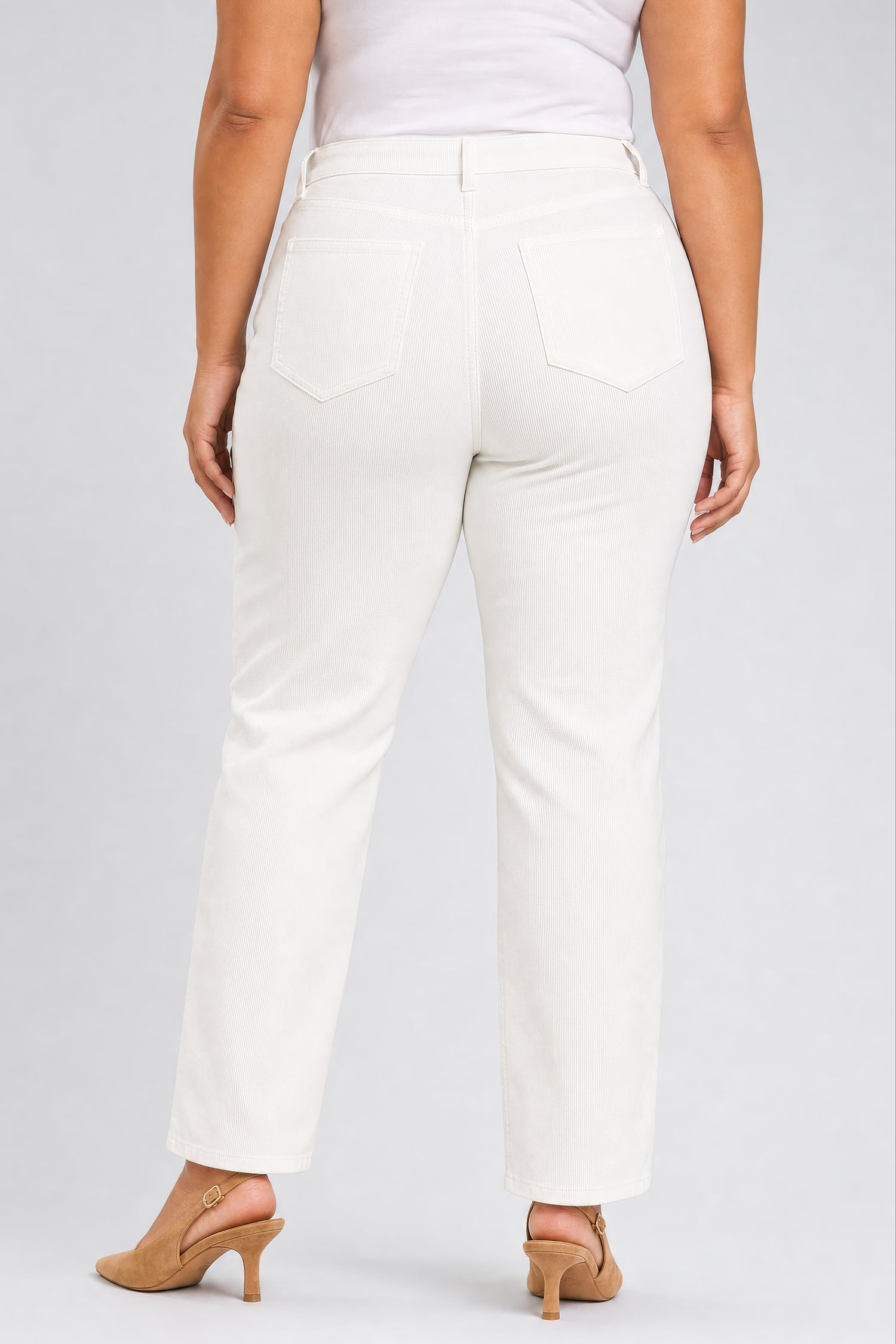 NYDJ Marilyn Straight Pants In Plus Size In Fine Wale Stretch Corduroy - Vintage White