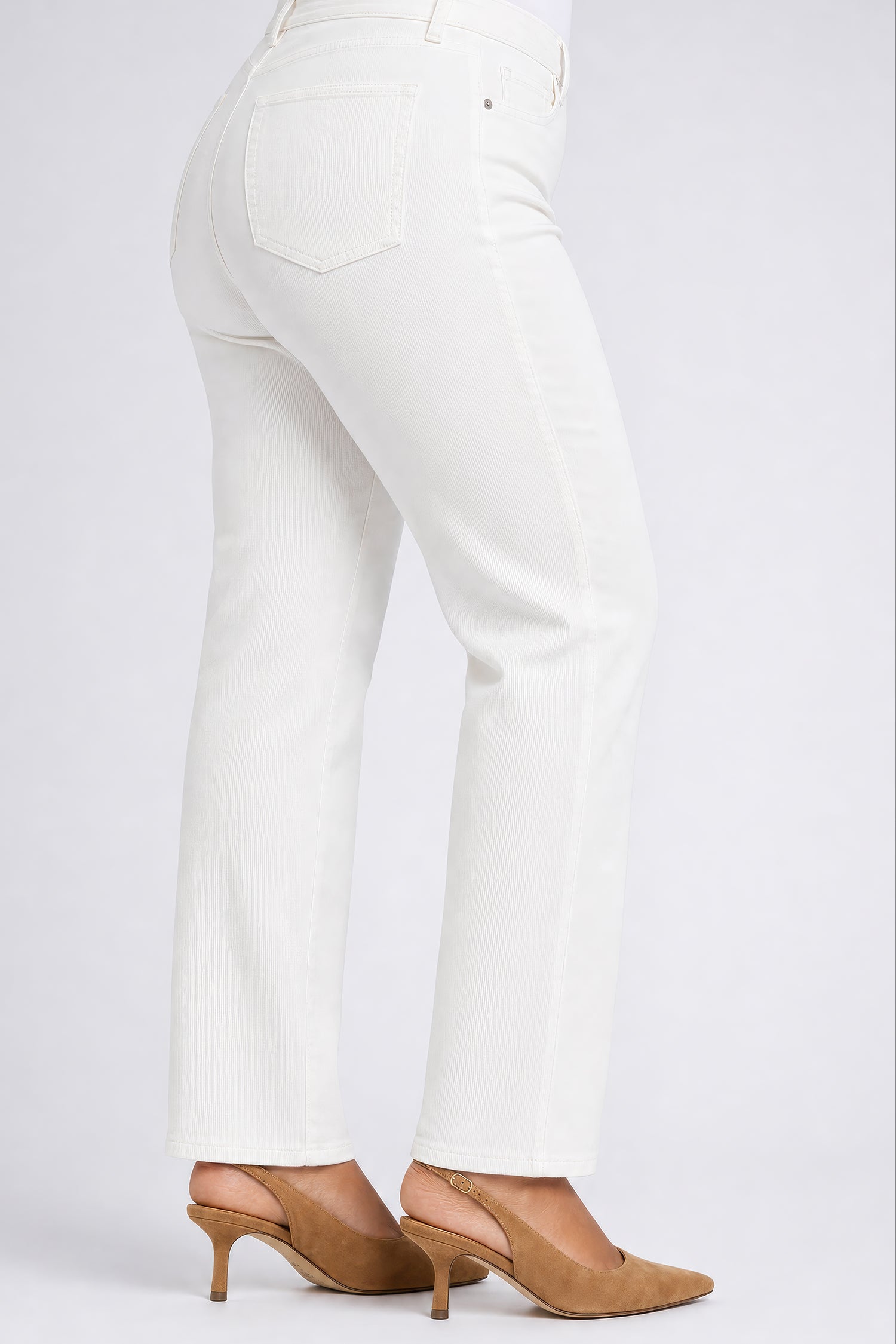 NYDJ Marilyn Straight Pants In Plus Size In Fine Wale Stretch Corduroy - Vintage White