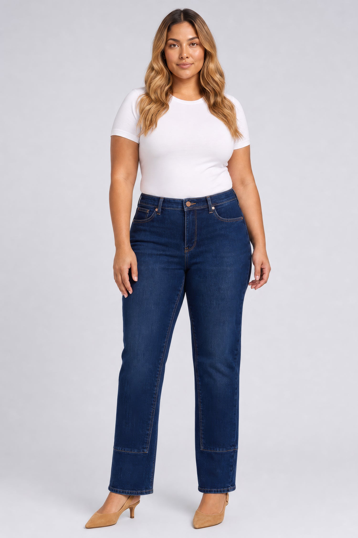 NYDJ Brooke Loose Straight Jeans In Plus Size With Paneled Seam Detail - Skylark