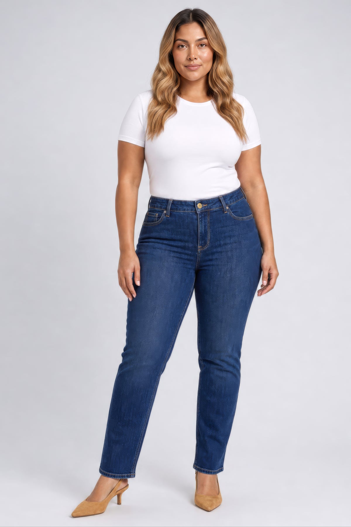 NYDJ Marilyn Straight Jeans In Plus Size With 28" Inseam - Skylark